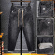
Bao Qiaoxu summer jeans men's elastic waist high elastic loose fit casual pants men's Korean style trendy trousers 3883 black regular 29 106-115Jin [Jin equals 0.5 kg]