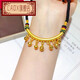 CAOX3D hard gold gold bent tube bell bracelet for women 999 pure gold braided red rope necklace pure gold pendant gift gift elbow 7 bells black rope bracelet about 6.6g