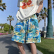 Jueshao Beach Shorts Herren Sommer dünn, schnell trocknend schwimmtrendy gedruckt große Shorts Loose Pyjamas Casual Five-Crisp-Hosen 677 Weiß 2xl