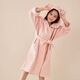 bebedogA pure cotton children's bathrobe double-layer waffle cotton absorbent yukata spring and autumn long sleeve hood nightgown pajamas sky blue (for both men and women) 150 (12A) (suitable for height 145-160cm)