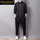 Bolomido High-End-Luxus-Luxus-Herren-High-End-Sportanzug Herren Frühling und Herbst-Strickjacke Hose Casual Anzug 32119 Schwarzes zweiteiliger Set m