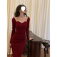 Linyan 2025 Весна и осень нового стиля роскошная сестра Slim Red Pure Hot Hot Holb