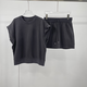 Wienos [gleicher Stil im Einkaufszentrum] Ainos 2025 Sommer Neues Produkt Ärmel und Kurzarm Shorts Anzug für Frauen 9215 Rauchgrau S