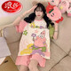 
Langsha pajamas for women in summer pure cotton short sleeve thin cartoon girl summer style women's plus size cotton home clothing set 9928 Women's L size 160cm90-105Jin [Jin equals 0.5 kg] All size