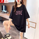 皮尔卡丹（pierre cardin）2025夏季新款短袖T恤女200斤特大号女装宽松胖mm加肥加大半袖上衣 844白色 M (建议80-115斤)