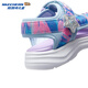 Skechers new summer girls' Velcro sandals, fashionable flashing light, casual, lightweight, versatile and comfortable shoes, beach shoes, light blue/multi-color/LBMT 33.5
