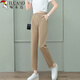Woodpecker summer cropped pants make you look slim and tall, casual, small, high waist draped straight and versatile pants for women, gray 3XL