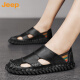 吉普（JEEP）男士凉鞋2023年夏季新款高端休闲防滑厚底凉拖鞋外穿运动沙滩鞋男 12033 HY 黑色 39