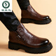 Woodpeckers neue Martin -Stiefel Männer echtes Leder dicker alleinerer britischer Stil Low -Top Chelsea Short Stiefel Lederstiefel Retro High Top Leder Schuhe Schwarz regulär 40 (150 mm)