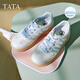 TATA thick sole breathable German training shoes for women casual sports shoes white shoes 2025 summer new style silver/meter/blue 37