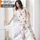 Pajama nuevo modal para mujeres en verano algodón puro puro algodón de manga corta pantalones recortados de verano se puede usar en el traje de hogar de dibujos animados para el hogar de primavera 679 Barbie Bear traje D M Women 75-95 Jin [Jin equivale a 0.5 kg]