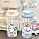 Usaqi water cup Jiyikawa water cup for girls summer transparent cup outdoor portable high-value student straw cup BXAO14108 Xiaoji cool summer [500ML white]-painted printing