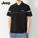 JEEP吉普短袖t恤男士polo衫夏季冰丝薄款宽松翻领体恤休闲上衣服J 7036黑色 M