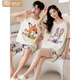 Victoria's style 2025 new couple pajamas summer cotton short sleeves one man and one woman cartoon cute summer comfortable home clothing set GEY-687 (main photo of couple) XL Female + Men L