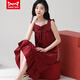 
Cat Man MIIOW nightgown Women's summer pure cotton thin sleeveless suspender pajamas suit wedding festive natal D9906 M