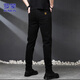ROMON Jeans Men's Autumn and Winter Business Casual Straight Pants Men's Stretch Slim Pants Black 33