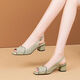 Rote Libelle Brand Sandalen für Frauen Mode weiche Leder hohl Frauen Schuhe Neues Modell für leere und immer passende dicke Fischfisch-Mundschuhe Sommer Mutter Schuhe Grün [Limited Counter Style] 39