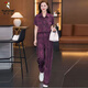 Specht Ice Seide Casual Kurzarm Set für Frauen 2025 Sommer Neues Modezeitalter Reduzierende Hemd-Hemd-Weitbeinhose Zweiteiler Set Purple M