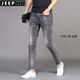 JEEP SPIRIT Summer Cropped Jeans Men's Slim Feet 2025 New Smoke Gray Casual Stretch Men's Pants Thin 1049 Cropped Pants Gray Thin 28 2 feet 195-110Jin [Jin equals 0.5 kg]