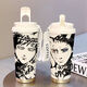 SEUNGRY NARUTO Thermos pour les élèves allant à l'école, tasse d'eau de grande capacité, nouvelle tasse de café, bouche à double boisson, apparence élevée, blanc - tasse de café - HST3527 Naruto + avec longe 316 en acier inoxydable
