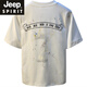 JEEP SPIRIT夏季男款短袖T恤宽松休闲圆领薄款衣服2025新款绣花半截袖体恤男 白色 【HJ6630】 M 适合 95-110斤穿