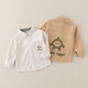 Boys' literary shirts 2025 spring and autumn new style children's handsome Korean shirts and jackets, trendy style for small and medium-sized children, coffee color 120 cm