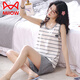 Catman (MiiOW) pajamas for women in summer pure cotton 2025 new vest suspender sleeveless women's summer casual home clothing summer LB: 9902 women's apricot bow English love pure cotton M [soft and skin-friendly, comfortable pure cotton]