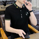 
Playboy short-sleeved T-shirt men's trend 2025 new summer lapel polo shirt ice-sensing half-sleeved summer fashion brand-length top F9226 black M 165