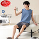 Langsha Pajamas Summer Summer Men's Pure Cotton 2025 Nuevo chaleco delgado de verano Ropa para el hogar Se puede usar fuera de 13657 l de un solo tamaño