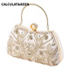 CALCULAT/KEEN Xima wedding handbag dinner bag cheongsam bag new Chinese style Xima clutch bead embroidered banquet bag handcarve A style champagne gold