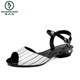 Woodpecker brand fishmouth shoes flat heel 2025 summer new style empty one-liner sandals women's shoes European and American women's shoes black 41