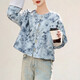 Olj High-End-Marke Kurzjacke für Frauen im Frühling und Herbst 2025 Neues chinesisches Stil Chinesischer Stil Tinte Gemälde Retro Runde Hals Tintenmalerei M.