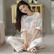 Pajamas de coton pur modal pour les femmes pantalons à manches courtes, tous les coton peuvent être portés à l'extérieur pour les filles de vêtements de maison décontractés sucrés z9716 2xl Code recommandé 140-160jin [Jin est égal à 0,5 kg]