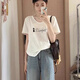 Qinji bamboo joint cotton T-shirt for women short-sleeved bamboo joint cotton short-sleeved T-shirt for women white V-neck top for summer thin loose lazy and complex 6191 white [bamboo joint cotton V-neck] S recommended 80-100Jin [Jin equals 0.5 kg] All size