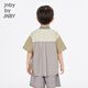 Jnby by JNBY Jiangnan Buyi children's short-sleeved shirt contrasting color cotton and linen A-shaped lapel summer boys and girls 1P5210410 053/light gray 110 cm