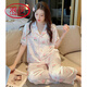 Langsha Pyjamas (Langsha) Sommereiseiseis Seiden kurzärmelige Hose Summer Thin Ins Style Hochwertige Spitze Home-Kleidung Zwei-Tiefe YFY-9905 [Kurzärärmelen-Hosen] L [Empfohlen 100-120 Jin [Jin gleich 0,5 kg]]