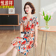 Hengyuanxiang (Hyx) Mutter Sommer kurzärmeliges Eiskleid modische großgröße mit mittleren und älteren Frauen locker mit Bauch bedeckender elastischer Blütenrock rot MJL683 3xl [vorgeschlagen 120-135jin [Jin gleich 0,5 kg]]