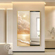Dexu 2024 log viento amonente empuje espejo de longitud completa espejo invisible cubierta cerrada cubierta de aderezo escondido espejo decorativo pintura de aderezo M3519 xiayang espejo un 40*120cm [en la puerta] Aluminio de aleación marco negro + izquierda