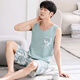 
Modal pajamas men's summer modal vest shorts home clothes summer thin sleeveless men's men can wear out suit M1047 gray blue M [Suggested 100-120 Jin [Jin equals 0.5 kg]]