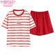 
Modal pajamas ladies summer 2024 new pure cotton shortsleeved shorts two-piece suit summer striped home clothes can be worn outside Z9856 M [recommended to wear 80-100Jin [Jin equals 0.5 kg]]