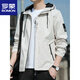 
ROMON spring jacket men's new spring and autumn hooded thin youth loose jacket short solid color jacket K12131 black M [recommended 100-110Jin [Jin equals 0.5 kg]]