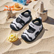 ANTA (ANTA) Children's Sandals Baby Shoes Summer New Velcro Toe Anti-collision Soft Elastic Beach Shoes Male Black/Snowflake White 0036-2 26