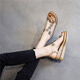 Belle-Tread Series Brand Broken Code Belle Ni Shan Sandales à semelles plates en cuir authentique pour l'été 2024 à talons moyens Golden Golden [Hauteur du talon 5,5 cm] 38