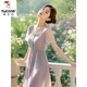 Specht Sommer frisches französisches Temperament Purple Licht Luxus High-End-Kleid für Frauen neu einzigartiger und einfacher Rock lila m
