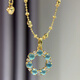 Junpo Rakkaania blue water donut necklace 18k gold inlaid pendant for women