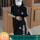 阿迪达斯（adidas）三叶草运动套装男女夏季新款宽松情侣棉短袖短裤一套女 9889黑色 M  80-100斤