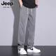 JEEP SPIRIT休闲裤男夏薄款2025新款冰丝直筒裤男款潮牌帅气运动裤百搭长裤子 1048黑色 M （28-29码）体重95-110斤