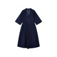 LESS [Xun Series] kimono dress for women with loose short-sleeved V-neck denim skirt 2O4G13820 993 denim deep blue XS