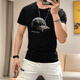 
GIOCP Hong Kong trendy brand summer new mercerized cotton hat ironing diamond short sleeve internet celebrity personality trendy slim half-sleeved T-shirt men orange 733 hat 4XL