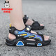 Babudou children's sandals 2025 summer new open-toe student soft-soled beach shoes non-slip middle and large children's sandals XD532/black blue 33 yards standard size